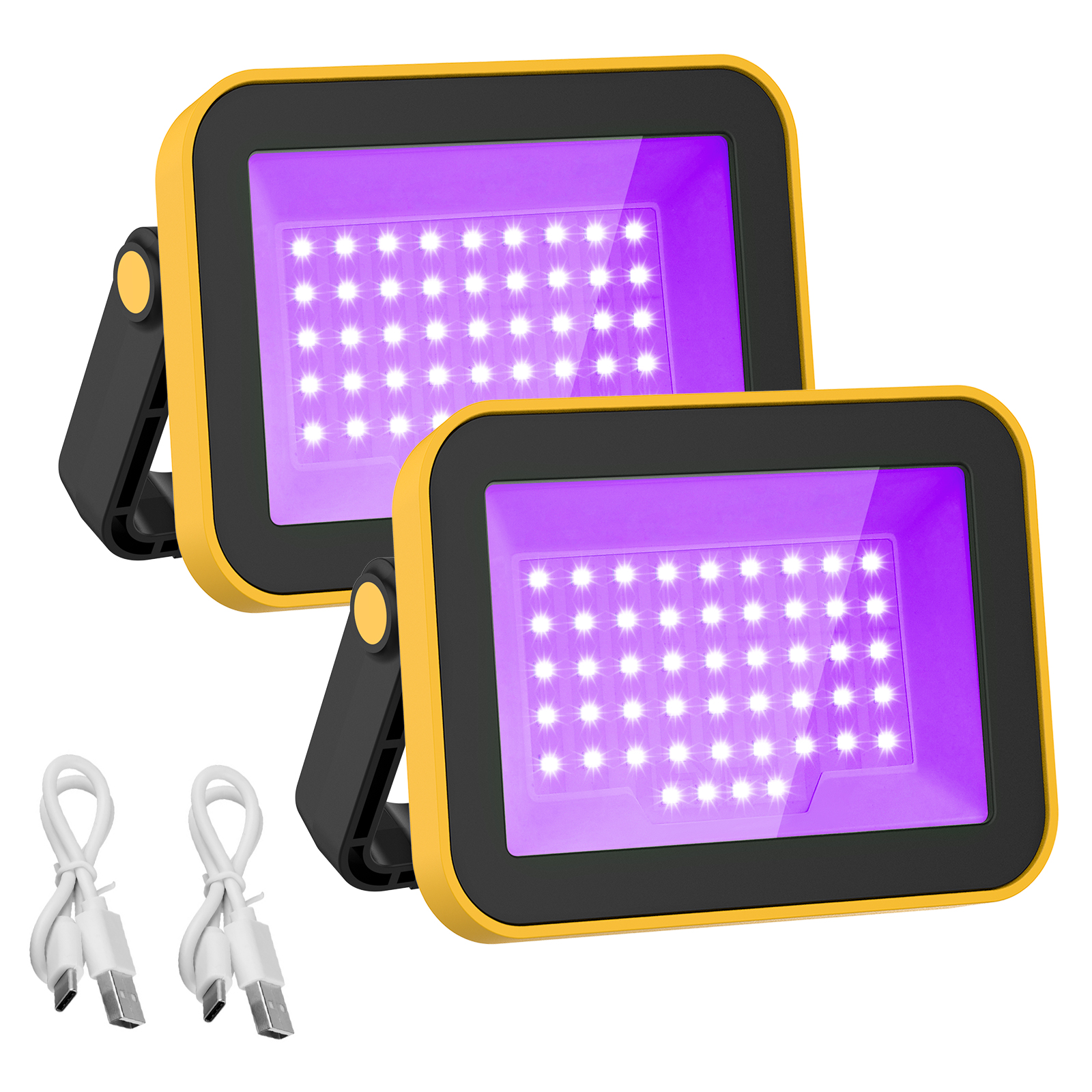 Rechargeable LED Black Lights, Battery Powered Blacklight, LED Black Lights Flood Lights for Fluorescent Neon Glow in The Dark, Party, Stage Lights, Body, Paint, Indoor Decor