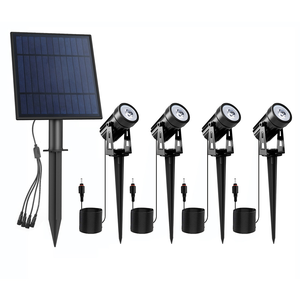 Solar Spot Light: 1 big solar panel with 4 lamps - Aluminum material