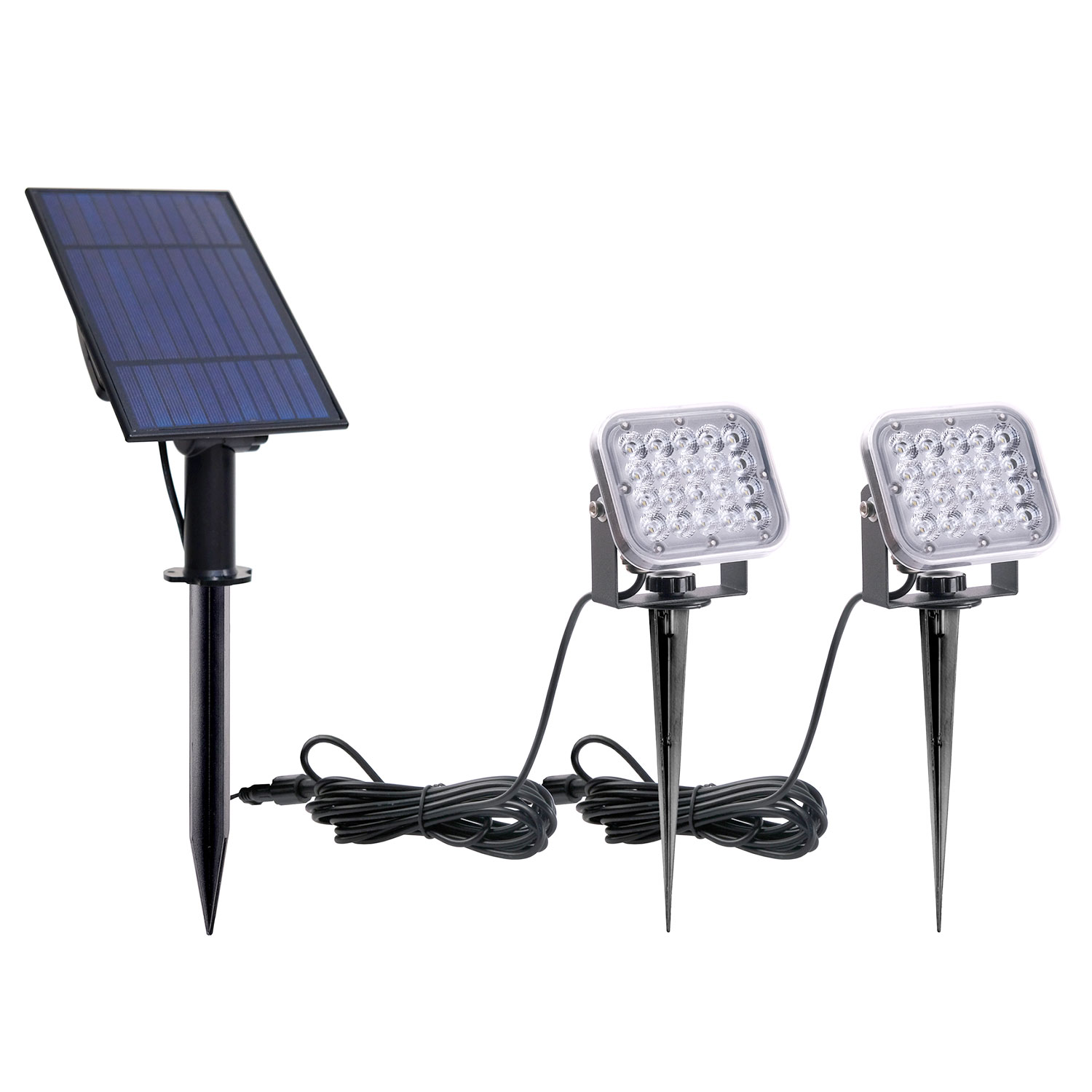 Solar Spot Light: 1 medium solar panel with 2 lamps - Aluminum material