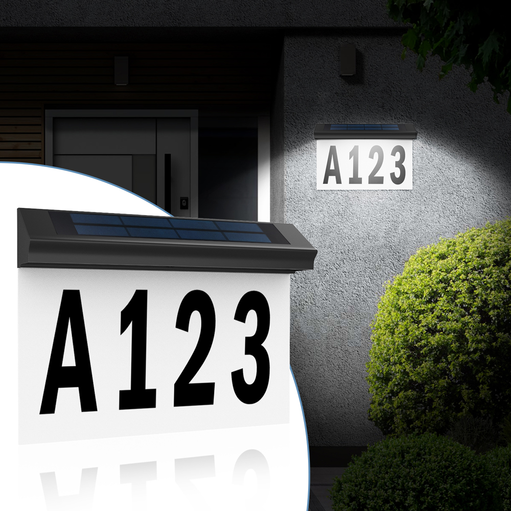 Solar Address Sign, House Numbers for Outside, Lighted Address Plaque Outdoor Waterproof, Illuminated LED Address Numbers for Yard Home